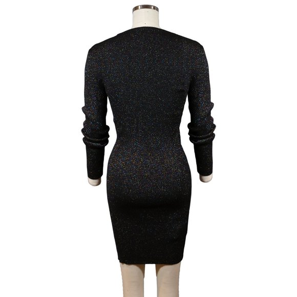 BCBGeneration Black Knit Dress with Rainbow Sparkles - Size MD - Picture 3 of 9